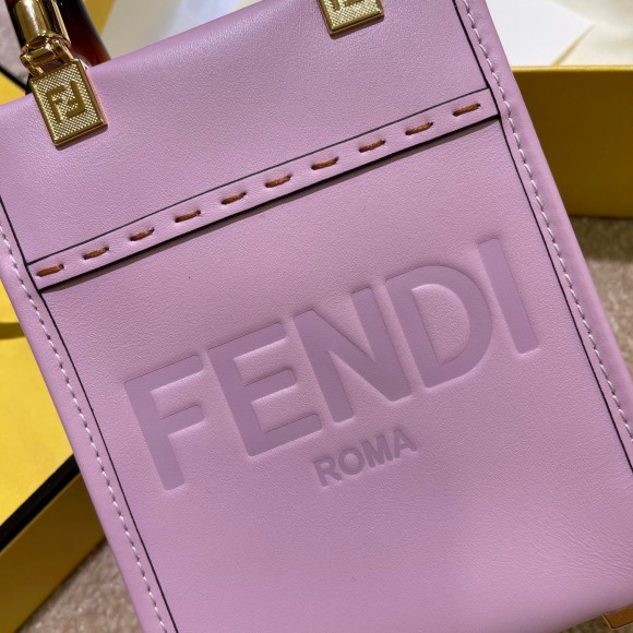 F**di mini sunshine shopper bag in lilas leather