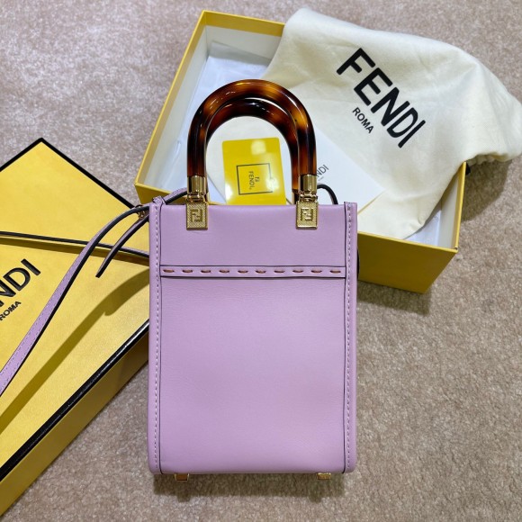 F**di mini sunshine shopper bag in lilas leather