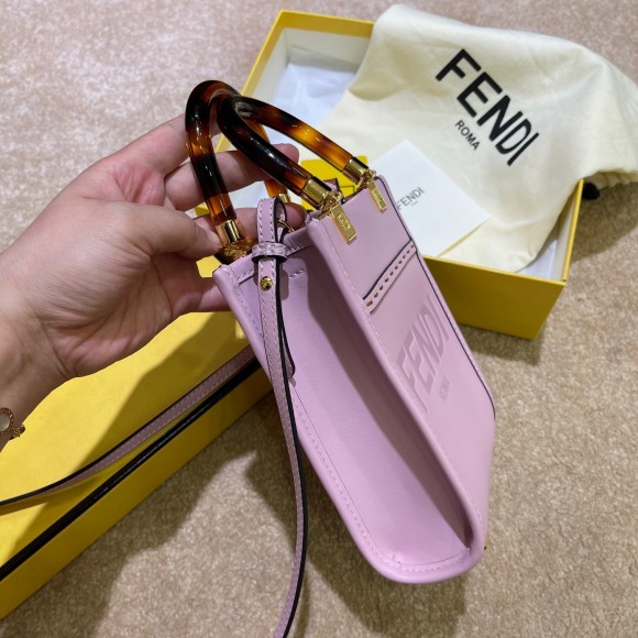 F**di mini sunshine shopper bag in lilas leather