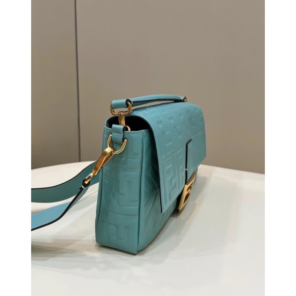 F**di large baguette bag in blue ff nappa leather