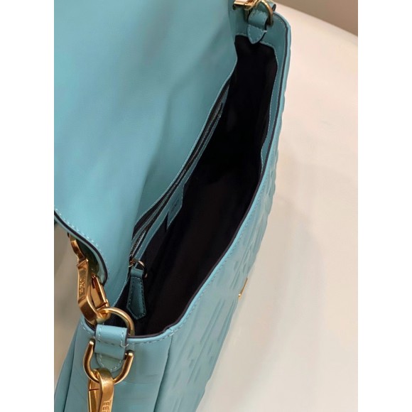 F**di large baguette bag in blue ff nappa leather