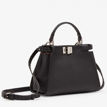 Fendi Peekaboo Mini Selleria Bag In Black Romano Leather Fendi Peekaboo Mini Selleria Bag In Black Romano Leather