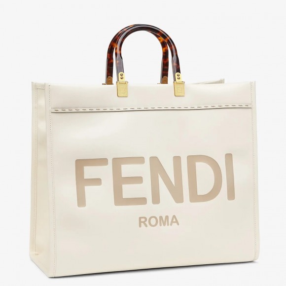 F**di sunshine large tote bag in white calfskin