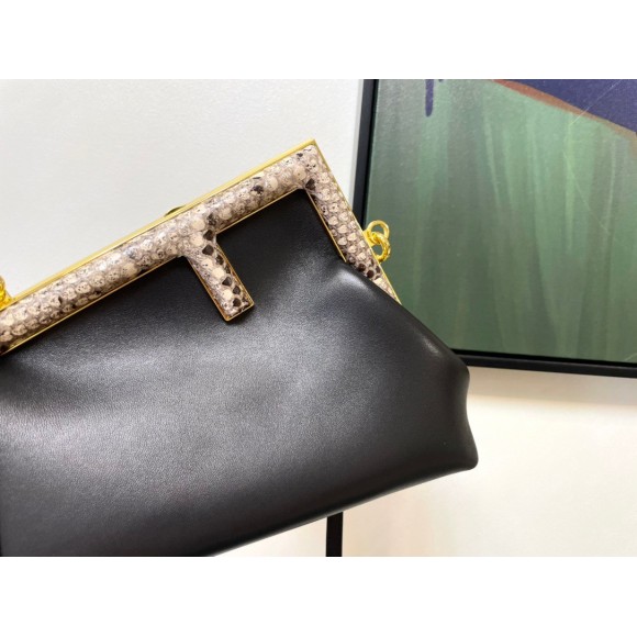 F**di first small bag in black nappa leather with python f