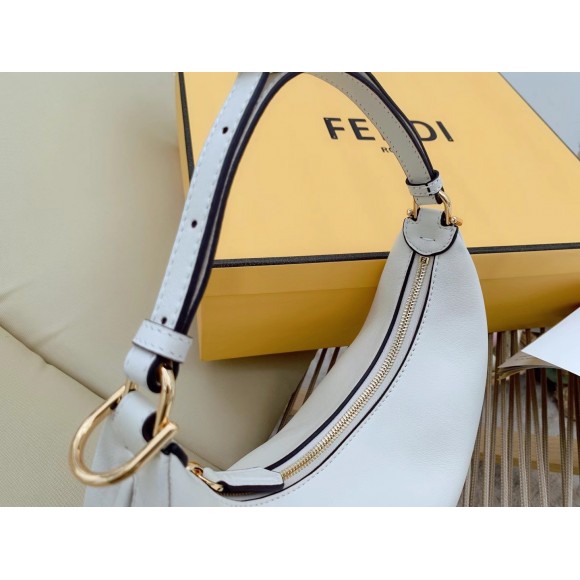 F**di F**digraphy small hobo bag in white leather