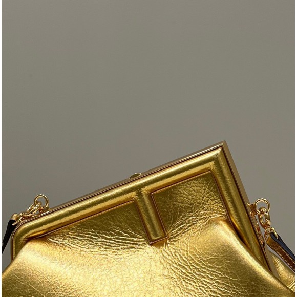 F**di first small bag in gold laminated leather