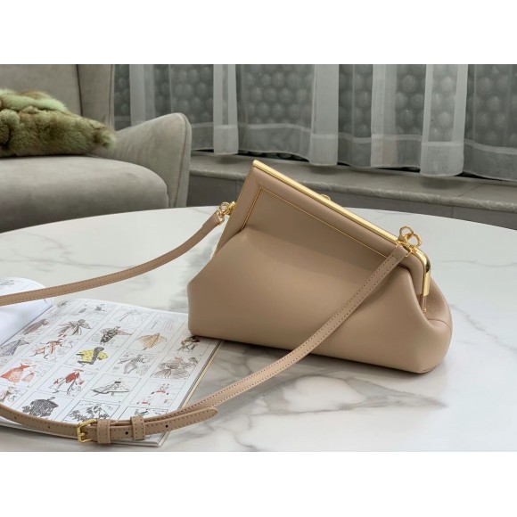 F**di first small bag in beige nappa leather