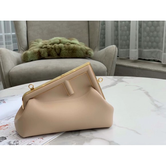 F**di first small bag in beige nappa leather