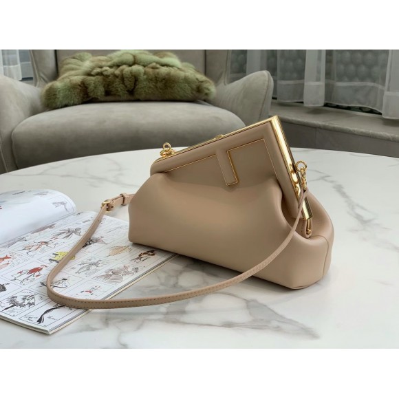 F**di first small bag in beige nappa leather