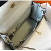 Hermes Kelly 32cm Retourne Bag in Pearl Grey Clemence Leather GHW