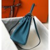 Hermes Kelly 32cm Retourne Bag in Blue Jean Clemence Leather GHW