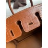 Hermes Touch Birkin 25 Bag in Gold Togo and Matte Alligator Leather