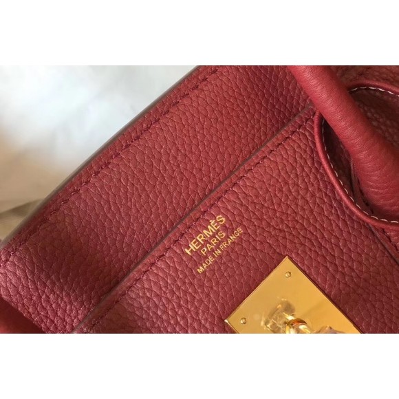 H**mes birkin 35 bag in ruby clemence leather with ghw