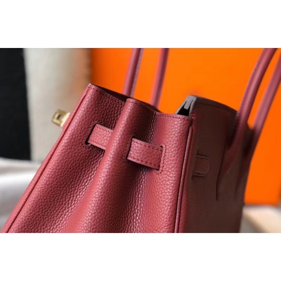 H**mes birkin 35 bag in ruby clemence leather with ghw