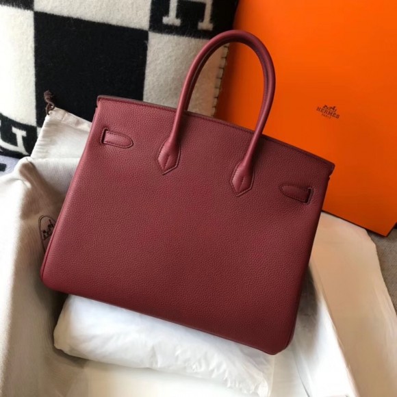 H**mes birkin 35 bag in ruby clemence leather with ghw