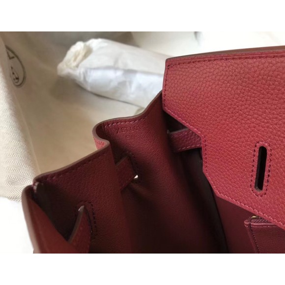 H**mes birkin 35 bag in ruby clemence leather with ghw