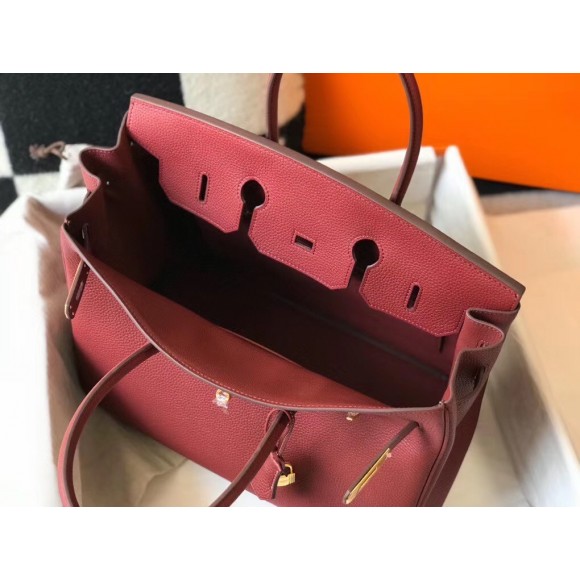 H**mes birkin 35 bag in ruby clemence leather with ghw