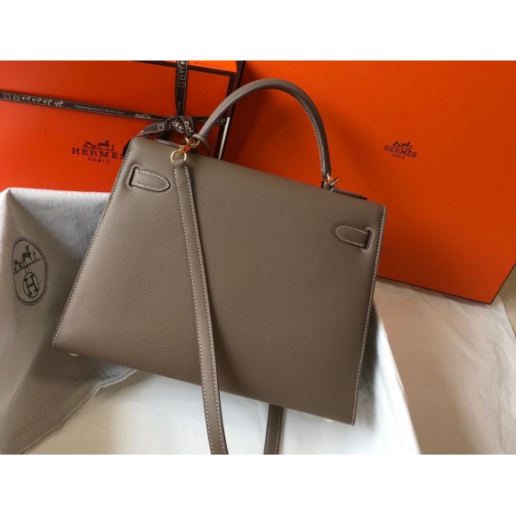 H**mes kelly 32cm sellier bag in taupe epsom calfskin ghw