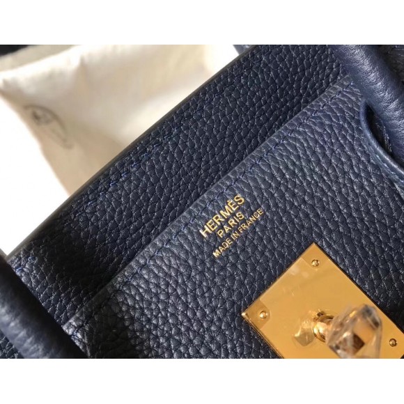 H**mes birkin 30 bag in navy blue clemence leather with ghw