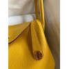 Hermes Lindy 26 Handmade Bag In Jaune Ambre Clemence Leather