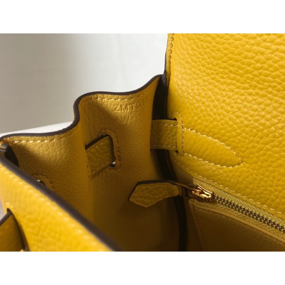 H**mes kelly 28cm retourne bag in yellow clemence leather ghw