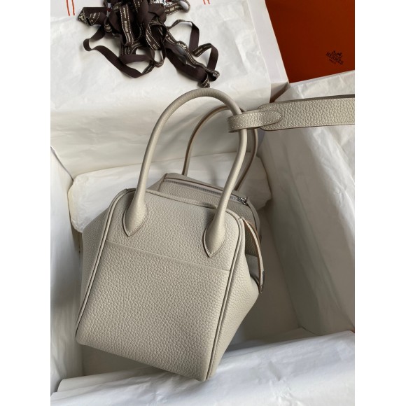 Hermes Lindy 26 Handmade Bag In Beton Clemence Leather Hermes Lindy 26 Handmade Bag In Beton Clemence Leather