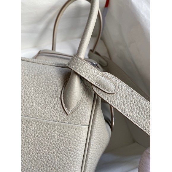 Hermes Lindy 26 Handmade Bag In Beton Clemence Leather Hermes Lindy 26 Handmade Bag In Beton Clemence Leather