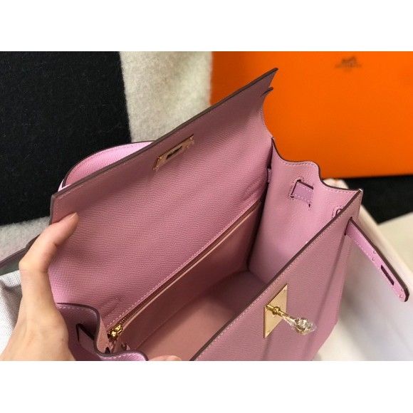 H**mes kelly 25cm sellier bag in mauve sylvestre epsom calfskin ghw