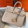 Hermes Birkin 25 Bag In Beige Clemence Leather with GHW