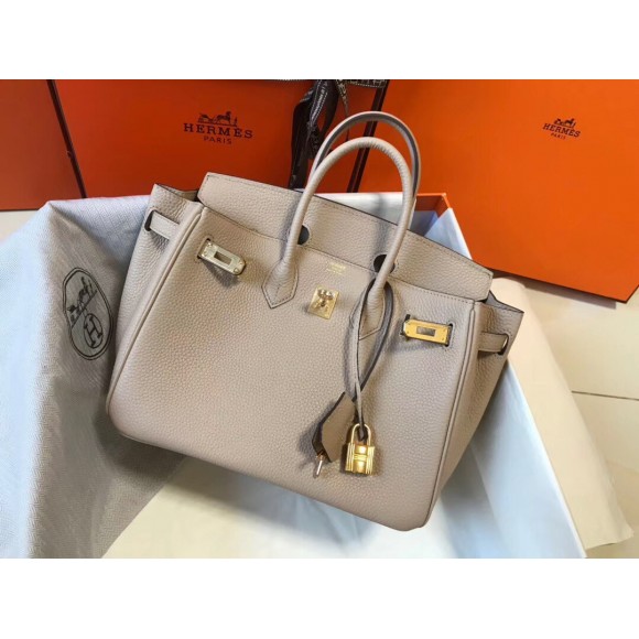 H**mes birkin 25 bag in beige clemence leather with ghw