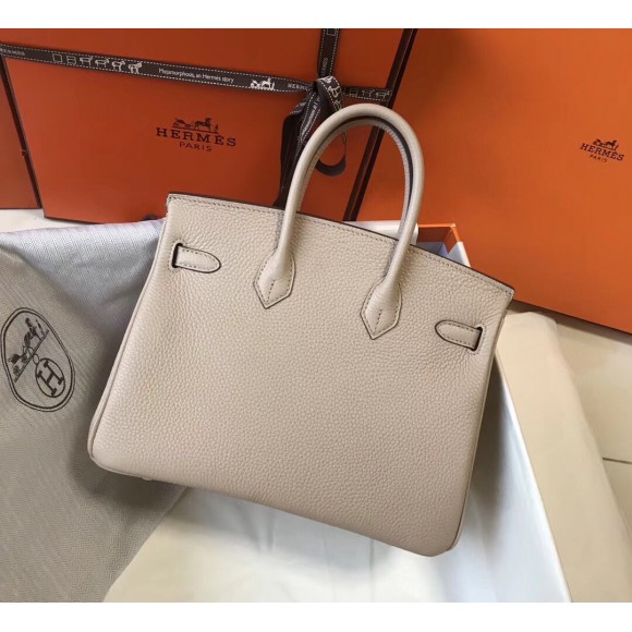 H**mes birkin 25 bag in beige clemence leather with ghw