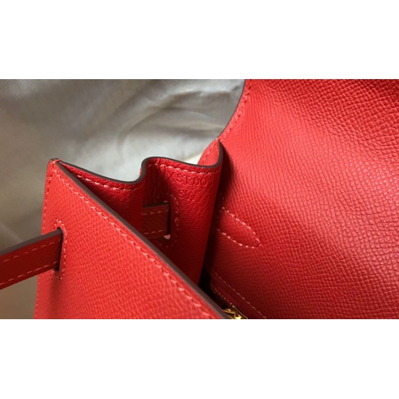 H**mes kelly 25cm sellier bag in red epsom calfskin ghw