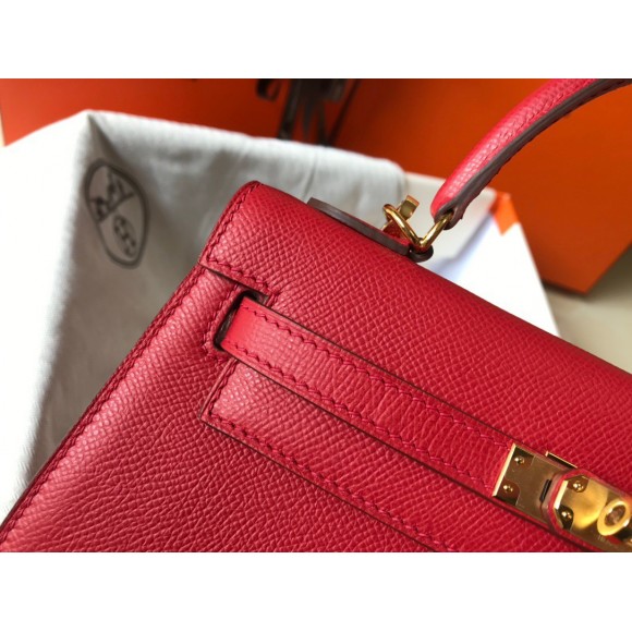 H**mes kelly 25cm sellier bag in red epsom calfskin ghw