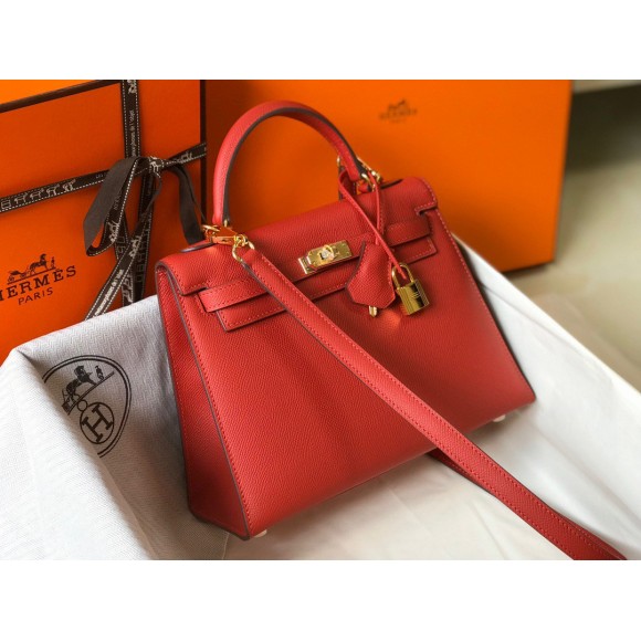 H**mes kelly 25cm sellier bag in red epsom calfskin ghw