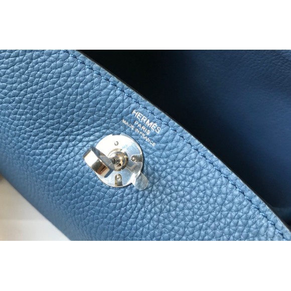 H**mes lindy mini bag in blue agate clemence leather phw