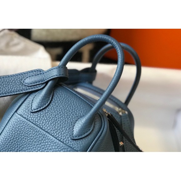 H**mes lindy mini bag in blue agate clemence leather phw