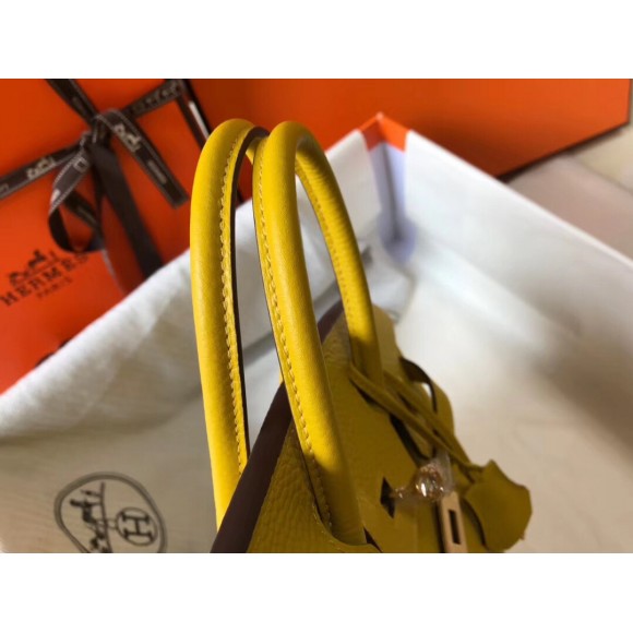 H**mes birkin 25 bag in yellow clemence leather with ghw