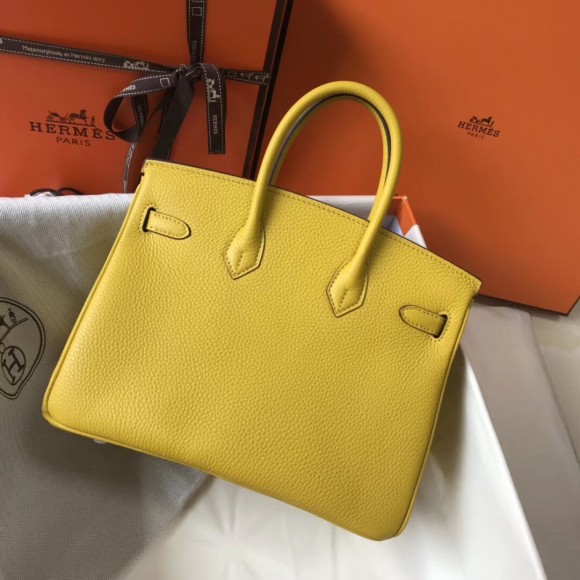 H**mes birkin 25 bag in yellow clemence leather with ghw