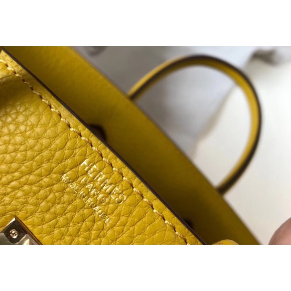 H**mes birkin 25 bag in yellow clemence leather with ghw