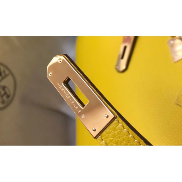 H**mes birkin 25 bag in yellow clemence leather with ghw