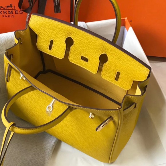 H**mes birkin 25 bag in yellow clemence leather with ghw