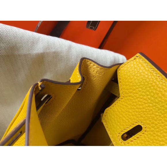 H**mes birkin 25 bag in yellow clemence leather with ghw