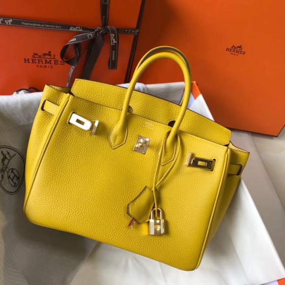 H**mes birkin 25 bag in yellow clemence leather with ghw