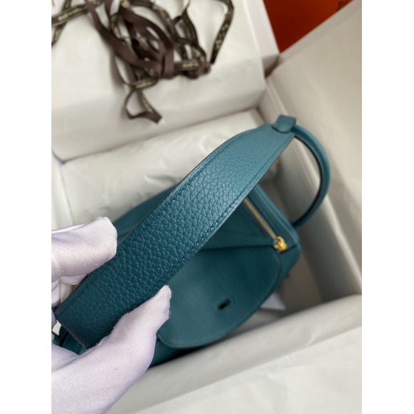 Hermes Lindy 26 Handmade Bag In Vert Bosphore Clemence Leather Hermes Lindy 26 Handmade Bag In Vert Bosphore Clemence Leather