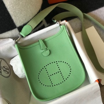 Hermes Evelyne III Mini Bag In Vert Criquet Clemence Leather Hermes Evelyne III Mini Bag In Vert Criquet Clemence Leather