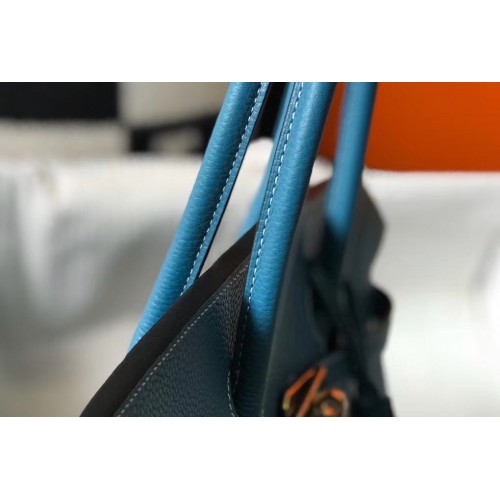 Hermes Birkin 35 Bag in Blue Jean Clemence Leather with GHW