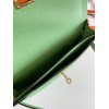 Hermes Kelly Depeches 25 Pouch in Vert Criquet Epsom Calfskin
