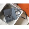 Hermes Halzan 31cm Bag In Blue Lin Clemence Leather