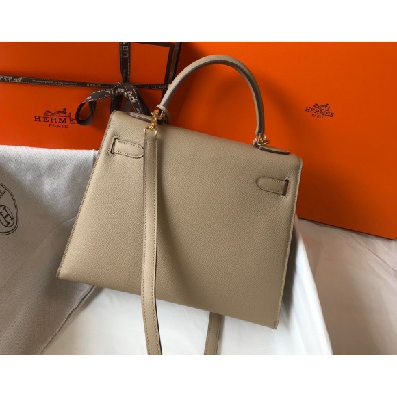 H**mes kelly 28cm sellier bag in gris tourterelle epsom calfskin ghw