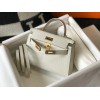 Hermes Kelly Mini II Sellier Bag In Beton Crocodile Embossed Leather